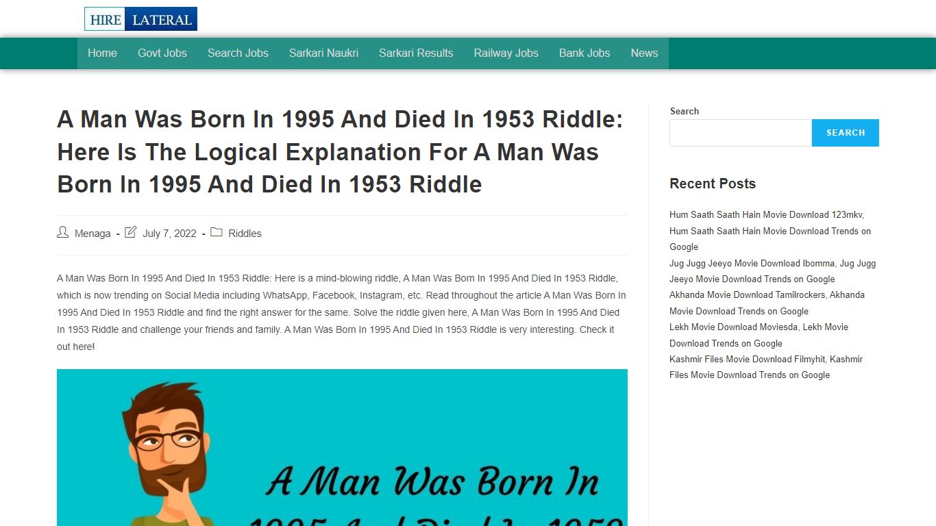 A Man Was Born In 1995 And Died In 1953 Riddle - HLNews