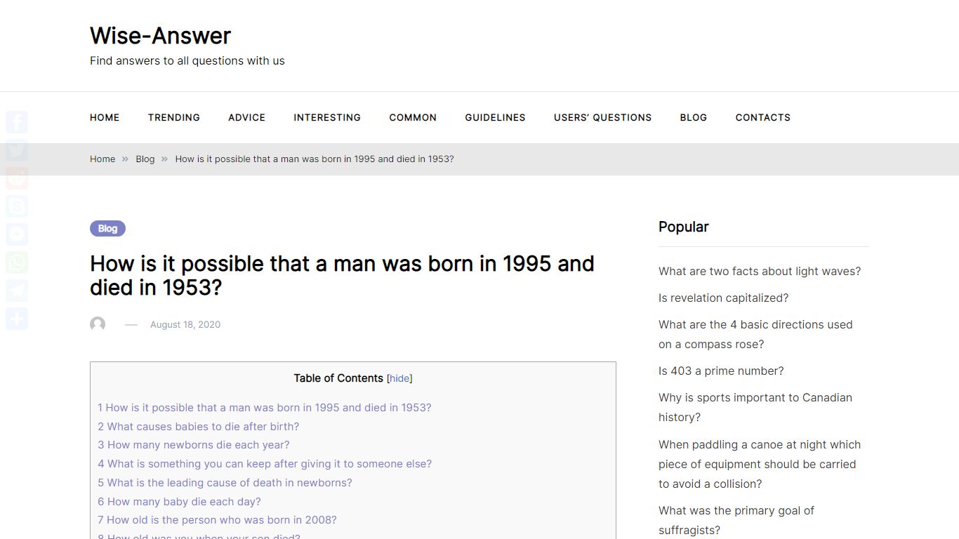 How is it possible that a man was born in 1995 and died in 1953?